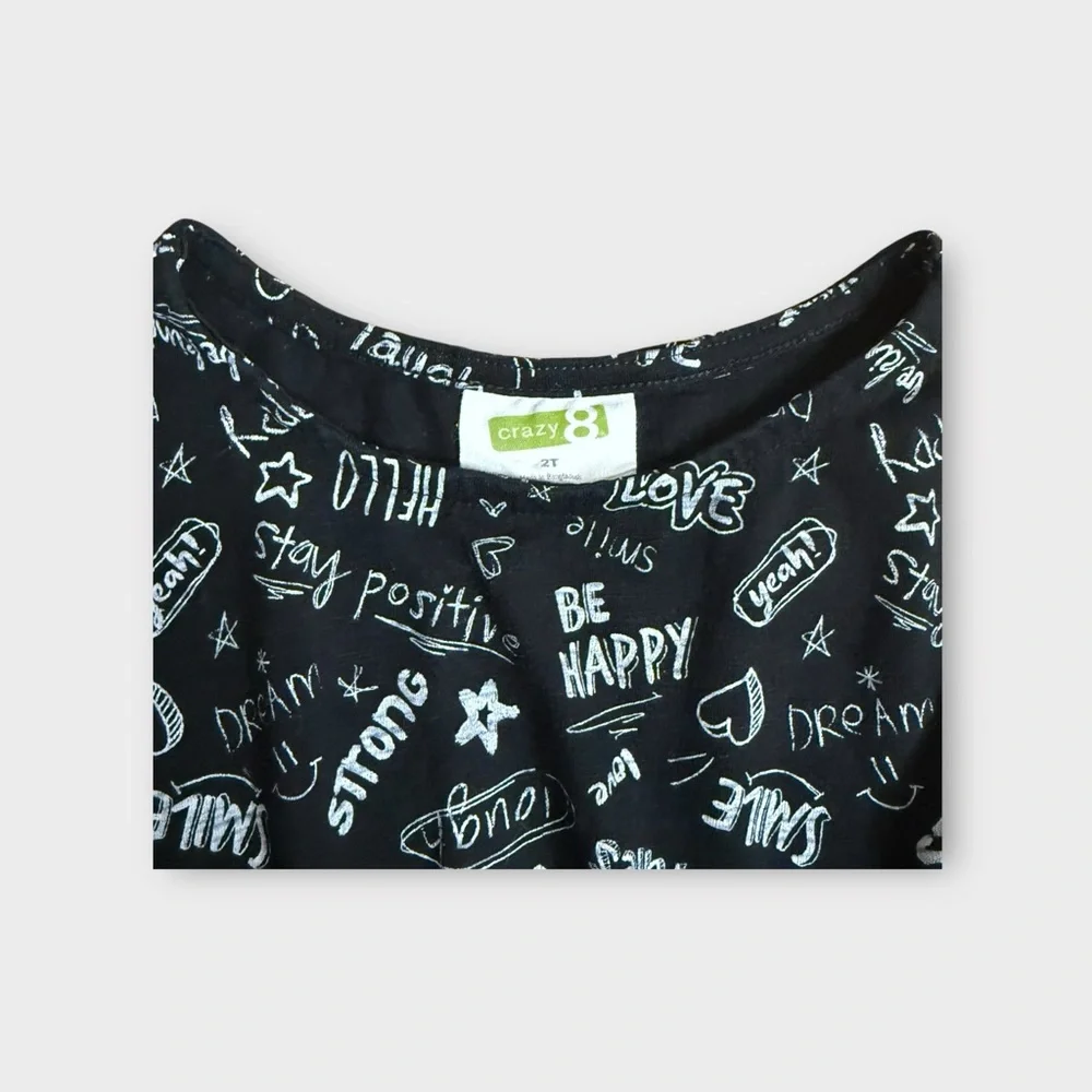Crazy 8 Be Happy Encouraging Words Text Black Sleeveless Dress
